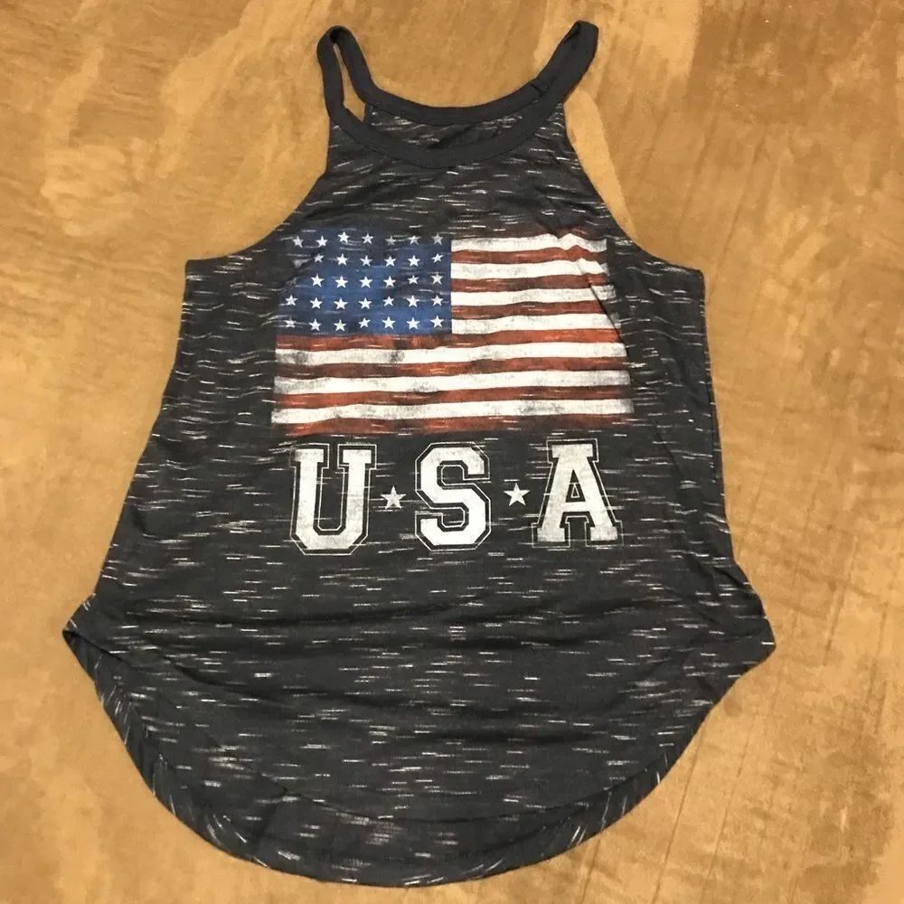 Navy Blue USA Halter Tank Top Junior’s XS
